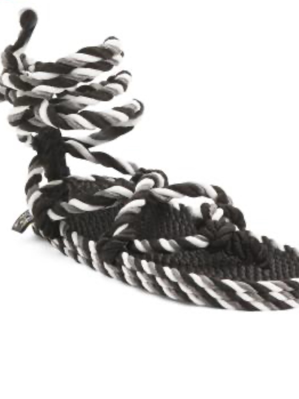 Black & White Rope Wrap Sandals - Women
